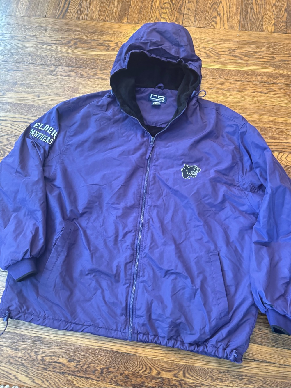 ELDER HIGH SCHOOL PANTHERS Purple Hooded Windbreaker Jacket - Elder Panthers - Picture 7 of 10